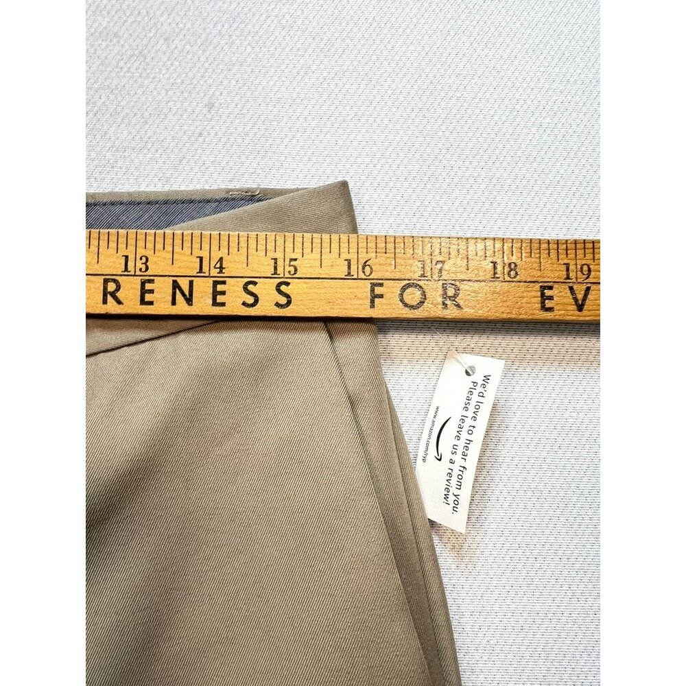 Men's Slim Fit Dress Pants Flat Front Size 31x29 Khaki Solid - Picture 10 of 13